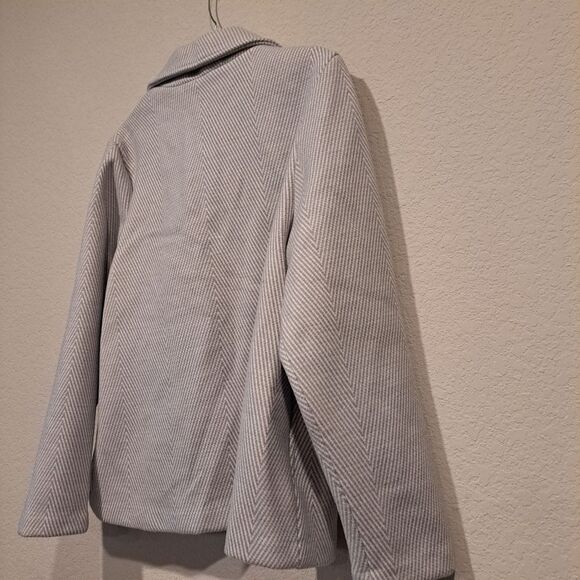Joie Wool Blend Pea Coat Chevron Light Blue Collar 3 Buttons Outerwear sz XL - Picture 14 of 14